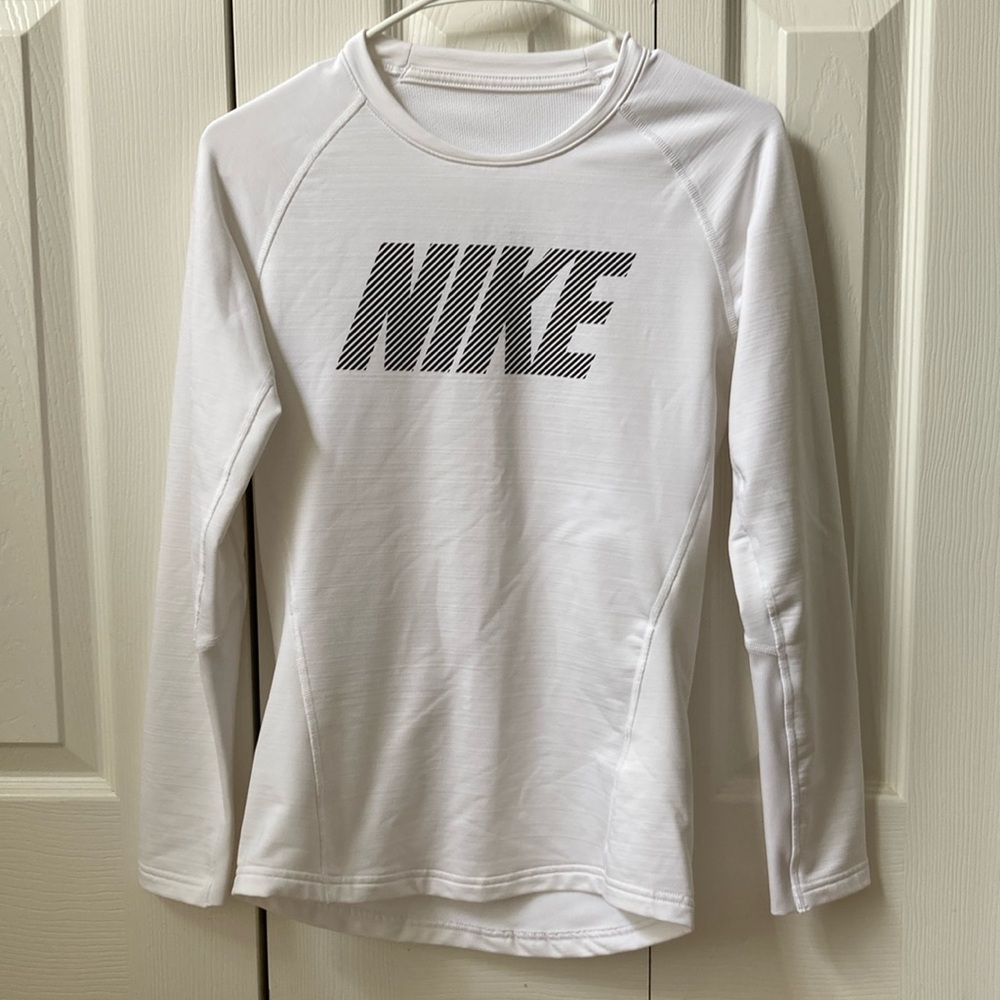 Nike Dri-Fit Girl White Long Sleeve Logo Shirt Size XL